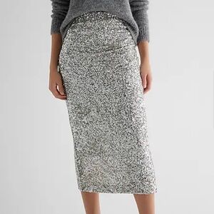 Express Super High Waisted Sequin Midi Pencil Skirt